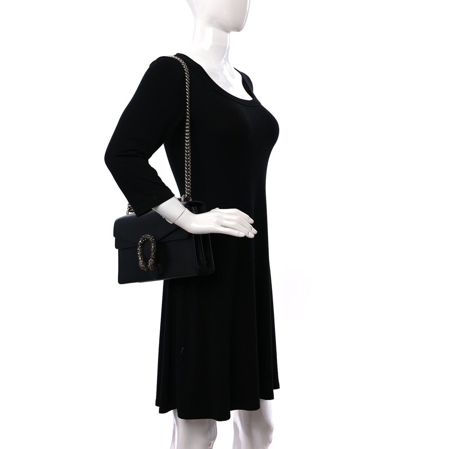 Pebbled Calfskin Small Dionysus Shoulder Bag Black