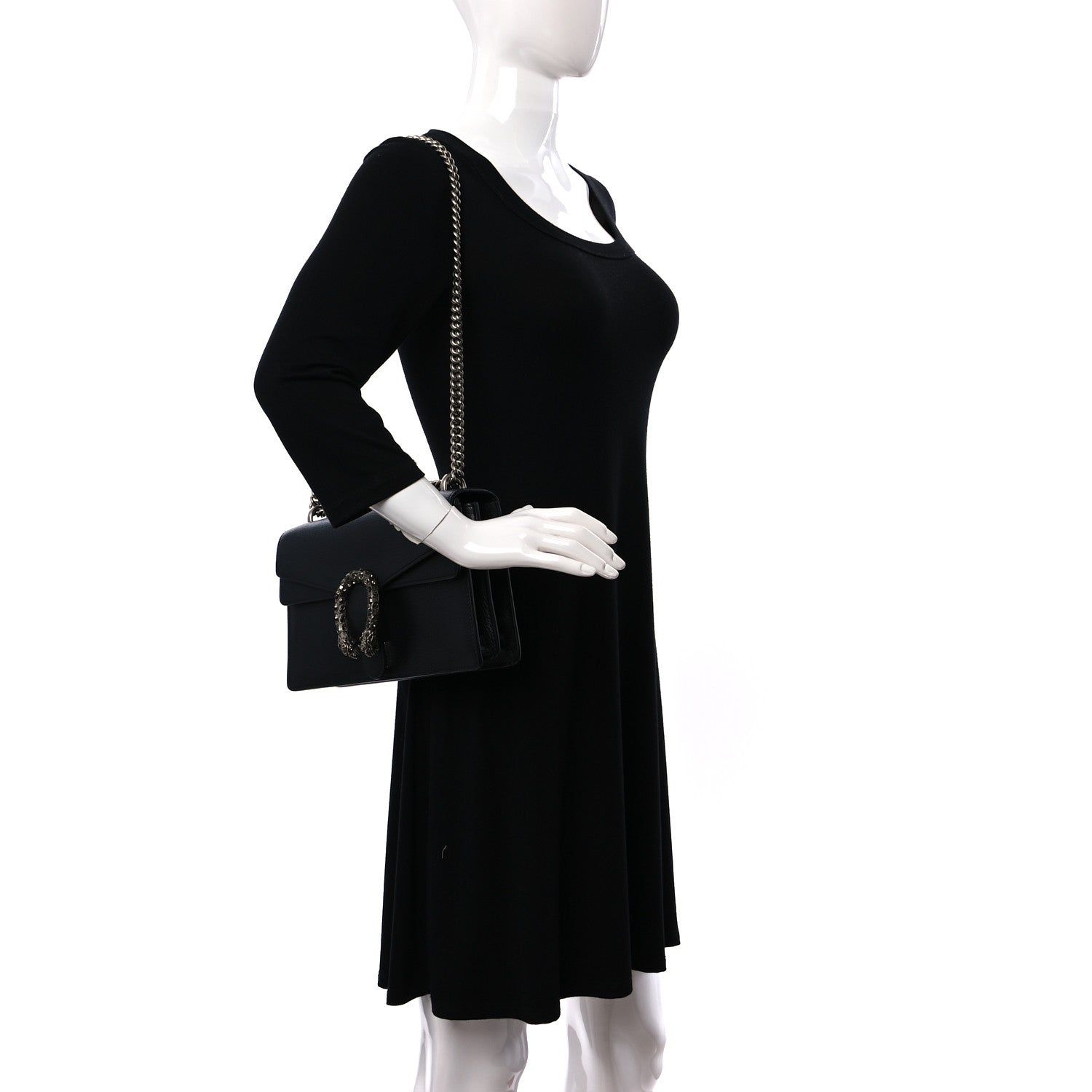 Gucci Pebbled Calfskin Small Dionysus Shoulder Bag Black 2 of 9