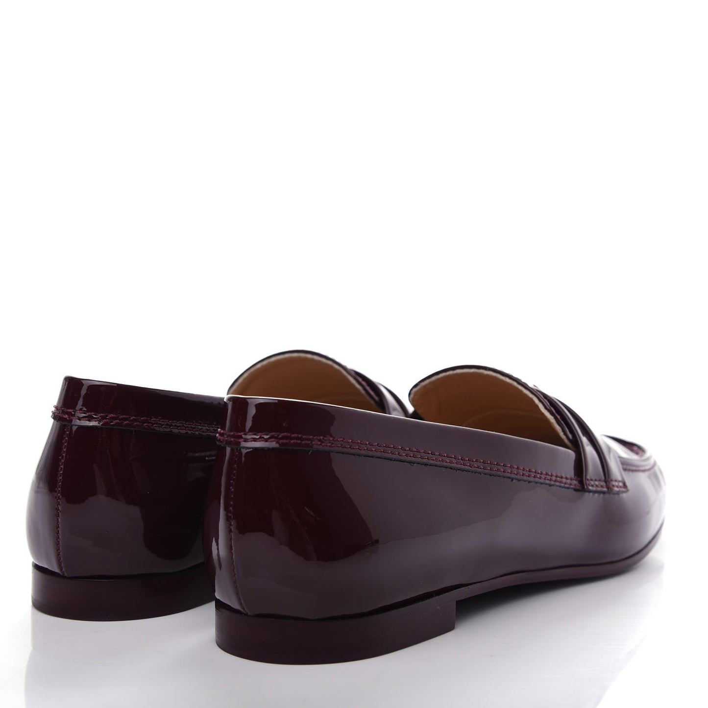 Patent Calfskin CC Loafers 37.5 Burgundy