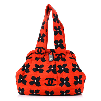 Chanel Canvas Printed CC Flower Frame Bag Red Black 1 of 10