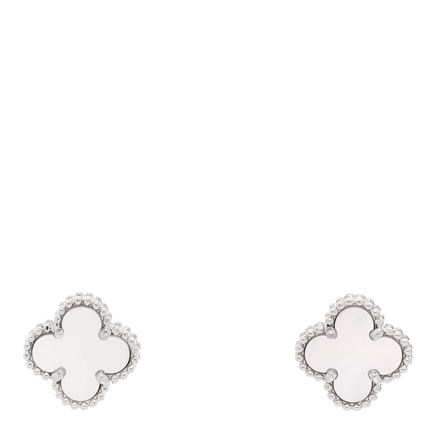 Van Cleef & Arpels 18K White Gold Mother of Pearl Sweet Alhambra Earrings 1 of 5