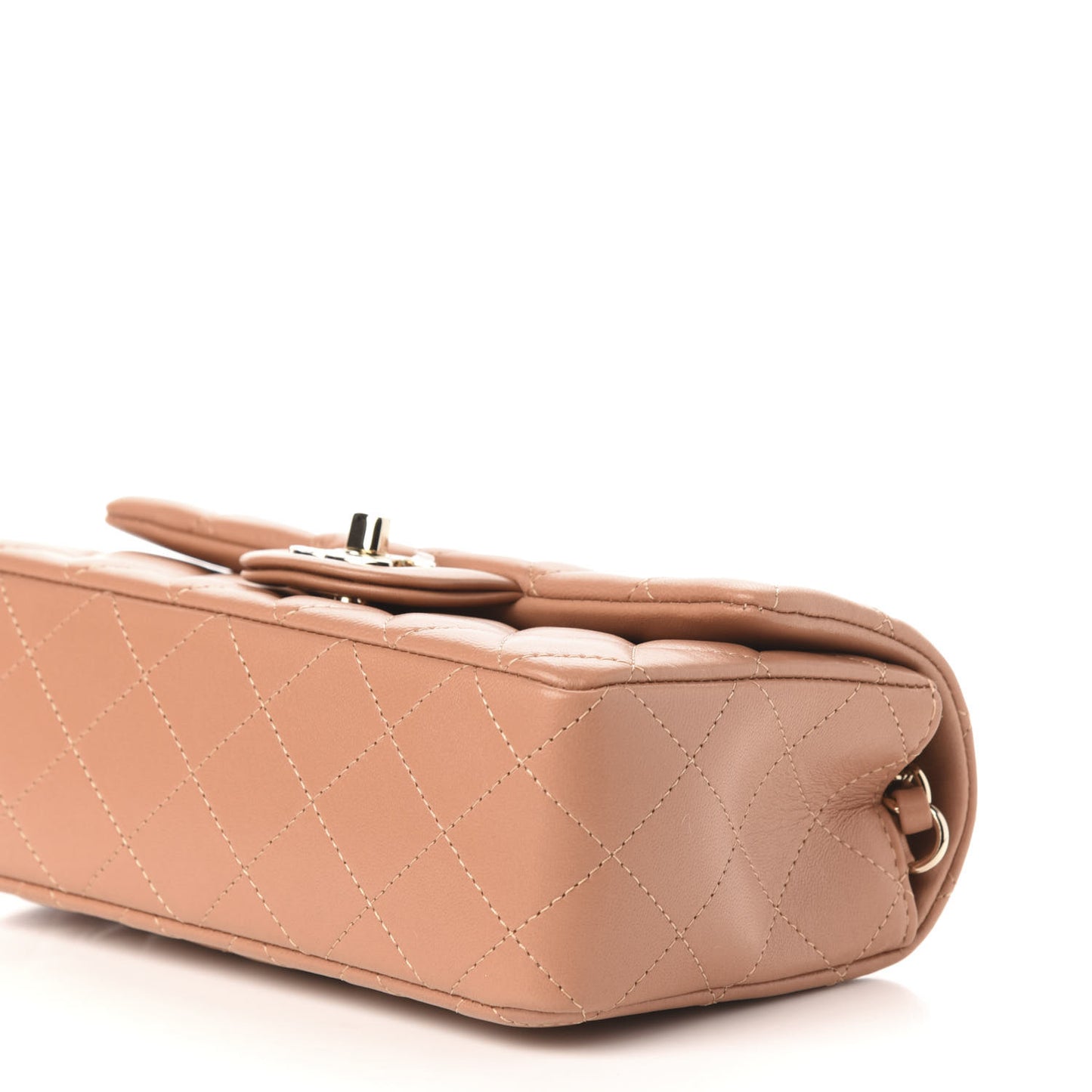 Lambskin Quilted Mini Rectangular Flap Brown