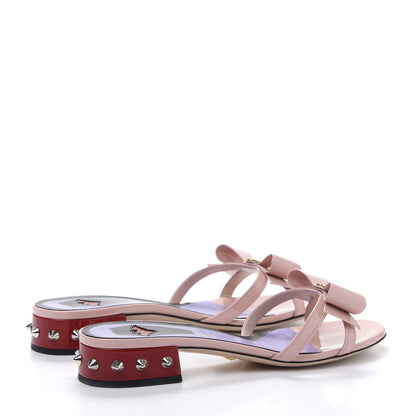 Gucci Patent GG Bow Sadie Spike Low Heel Slide Sandals 36.5 Perfect Pink 4 of 9