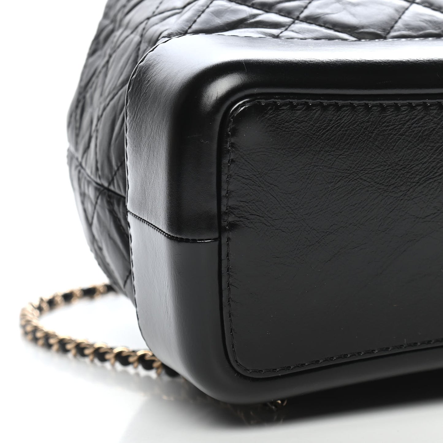 Aged Calfskin Quilted Gabrielle Backpack Black