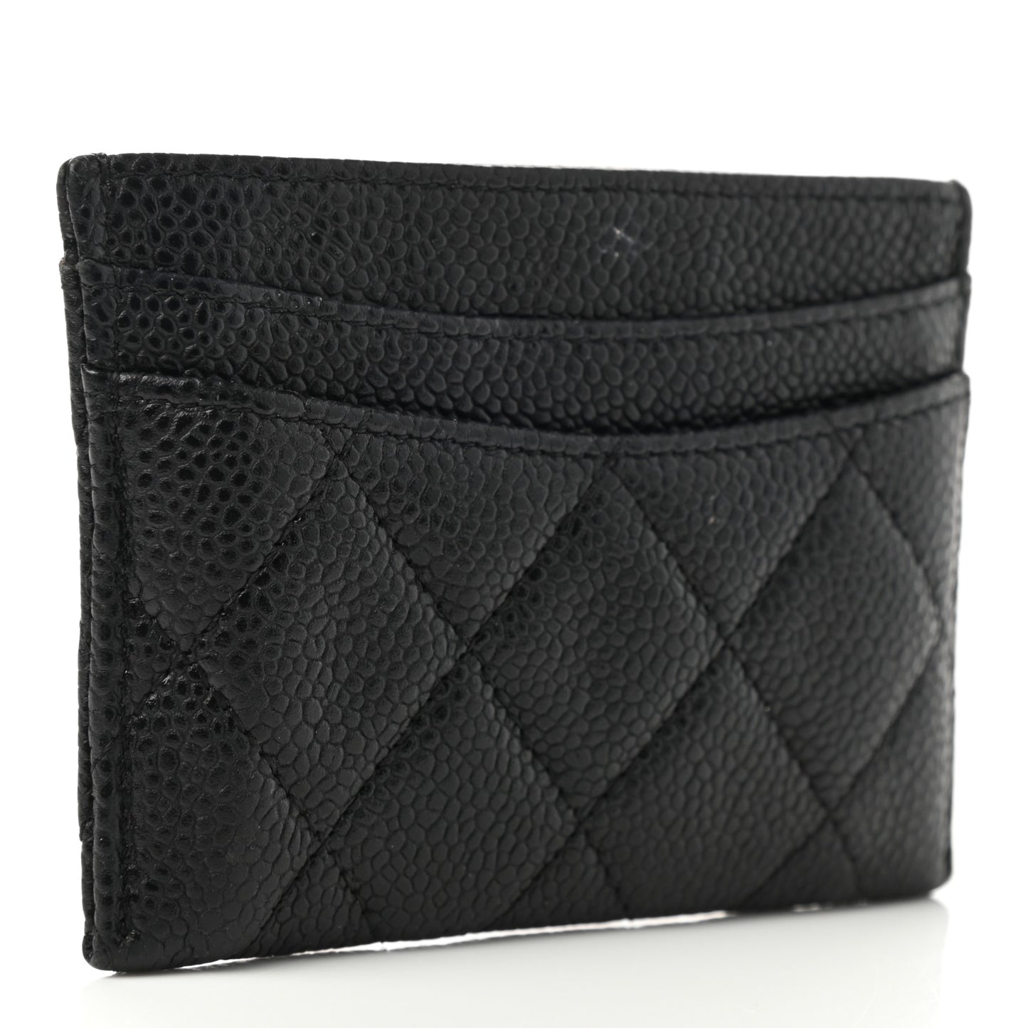 Caviar Quilted Card Holder Black