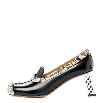 Gucci Spice Lux Snakeskin Print Spiked Pumps 40 Beige Avana Black 1 of 9