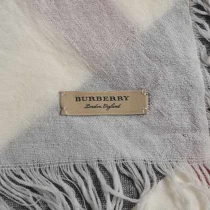 Burberry Merino Wool Check Square Scarf Ivory 3 of 4