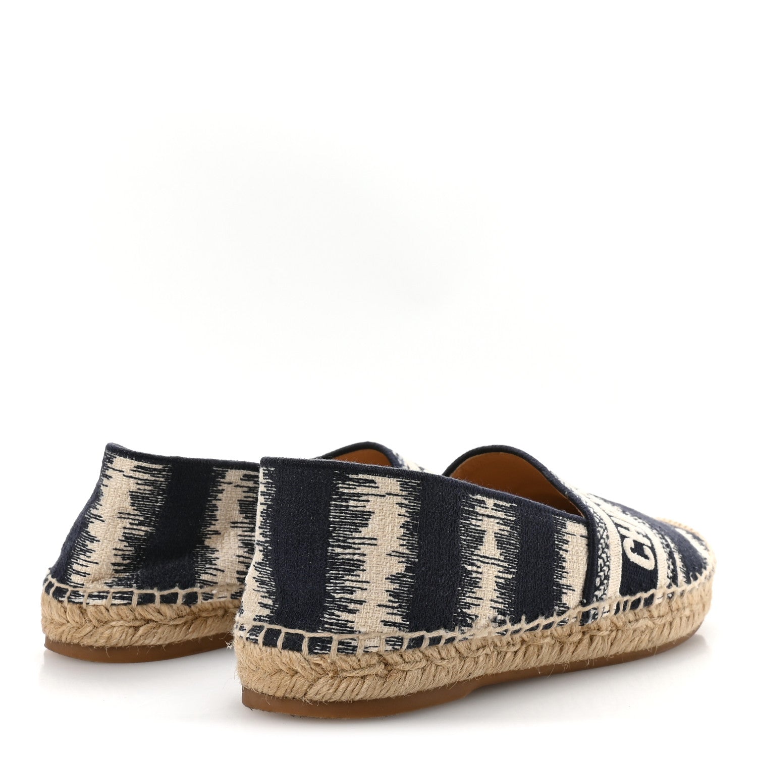 Christian Dior Cotton D-Stripes Embroidered Granville 15mm Espadrilles 36.5 Deep Blue 5 of 8