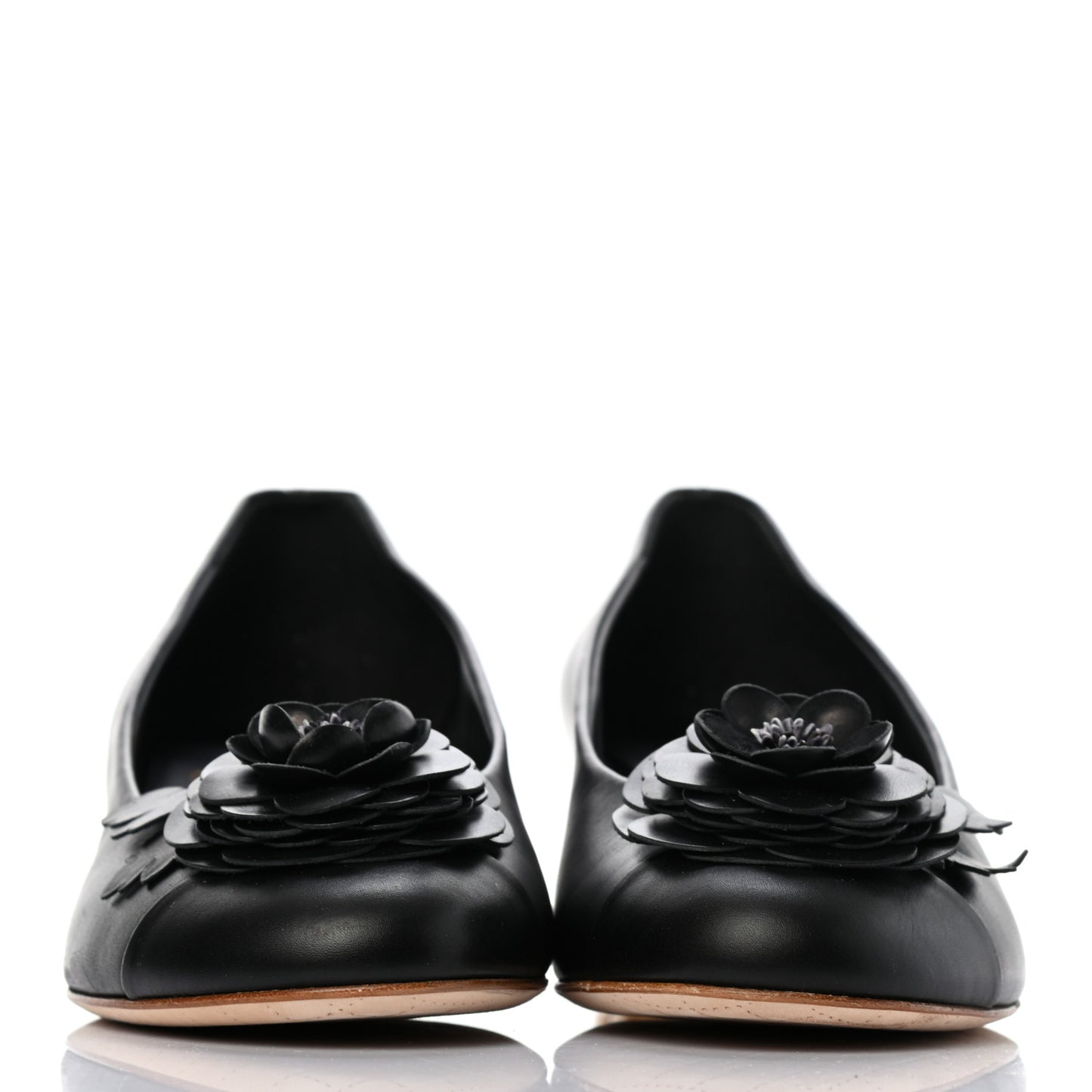 Lambskin Camellia Cap Toe Pumps 37 Black