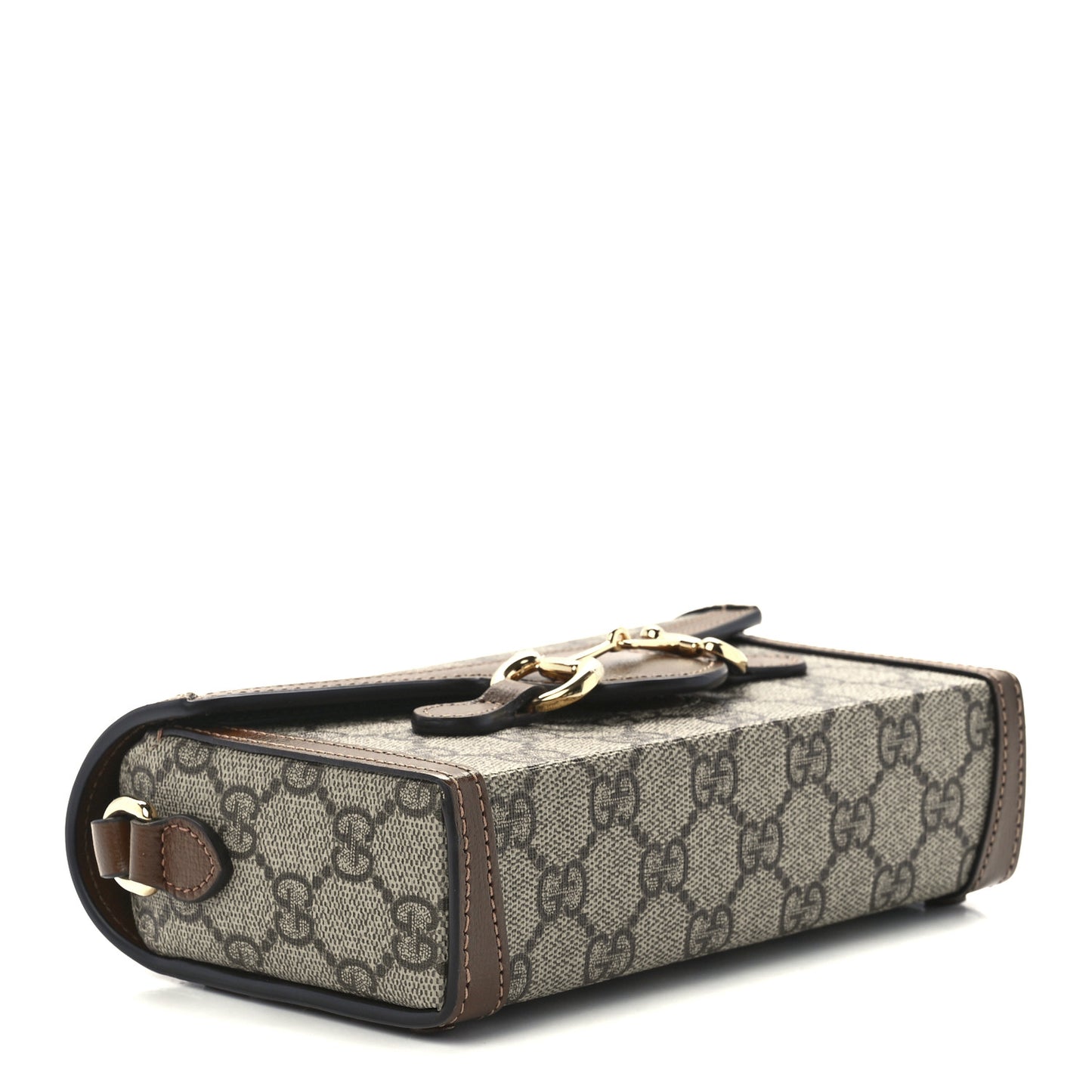 GG Supreme Monogram Mini Horsebit 1955 Shoulder Bag Beige Brown Sugar