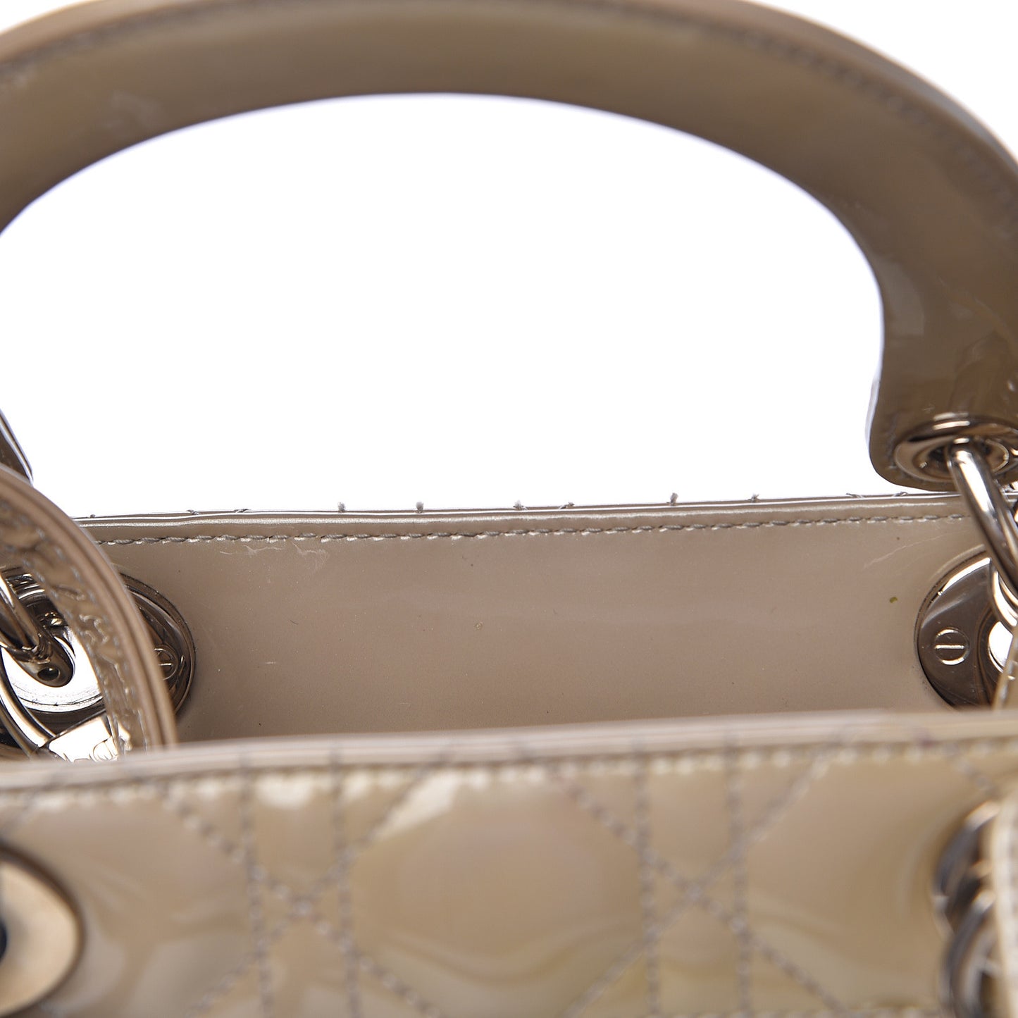 Patent Cannage Large Lady Dior Beige