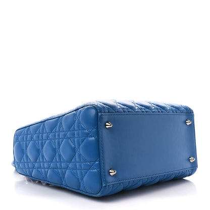 Christian Dior Lambskin Cannage Medium Lady Dior Blue Persan 4 of 15
