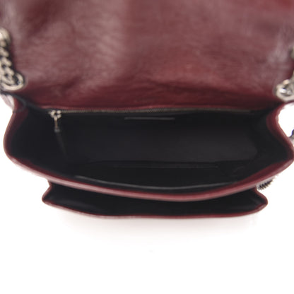 Saint Laurent Crinkled Calfskin Matelasse Monogram Medium Niki Chain Satchel Burgundy 5 of 10