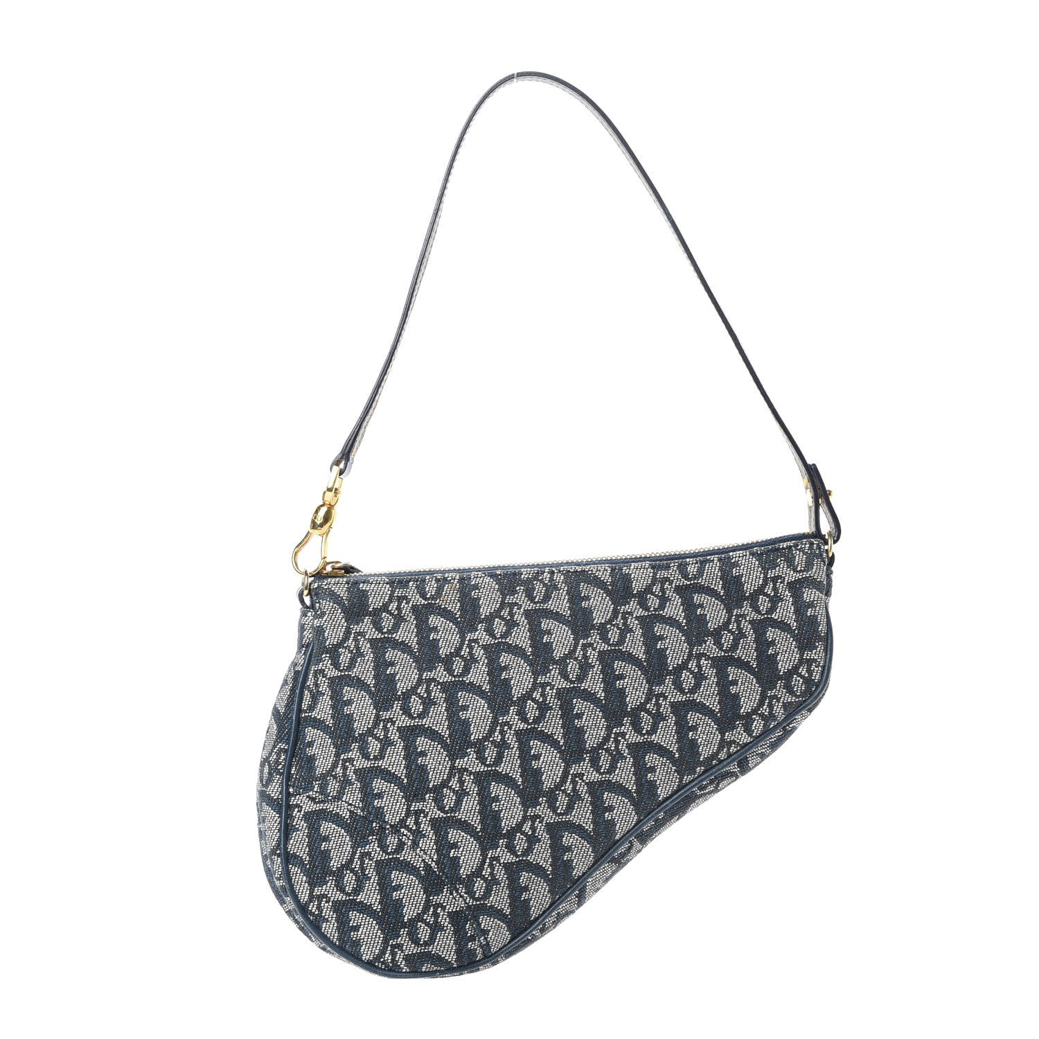 Christian Dior Monogram Mini Saddle Pochette Navy 1 of 12