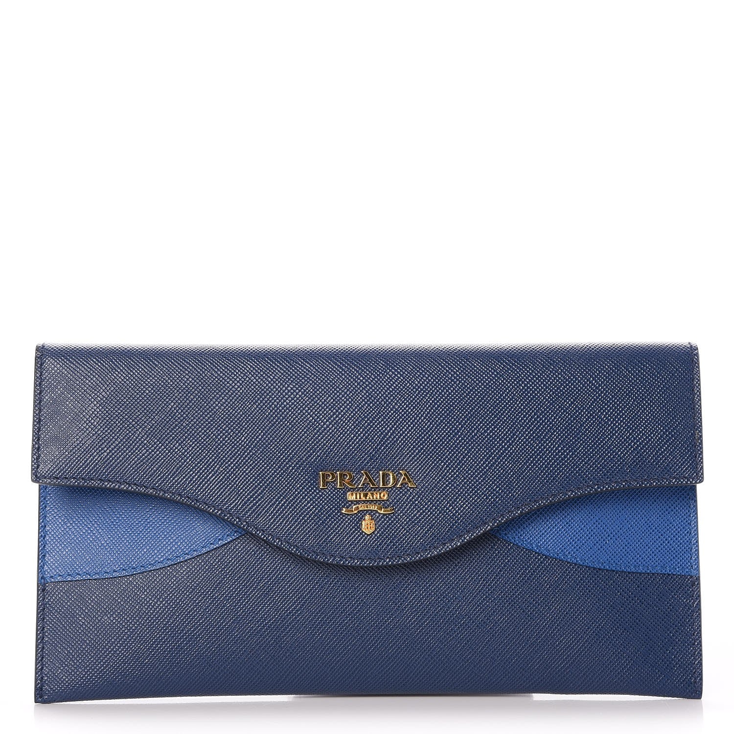 Prada Saffiano Bi-Color Envelope Wallet Bluette Azzurro 1 of 9