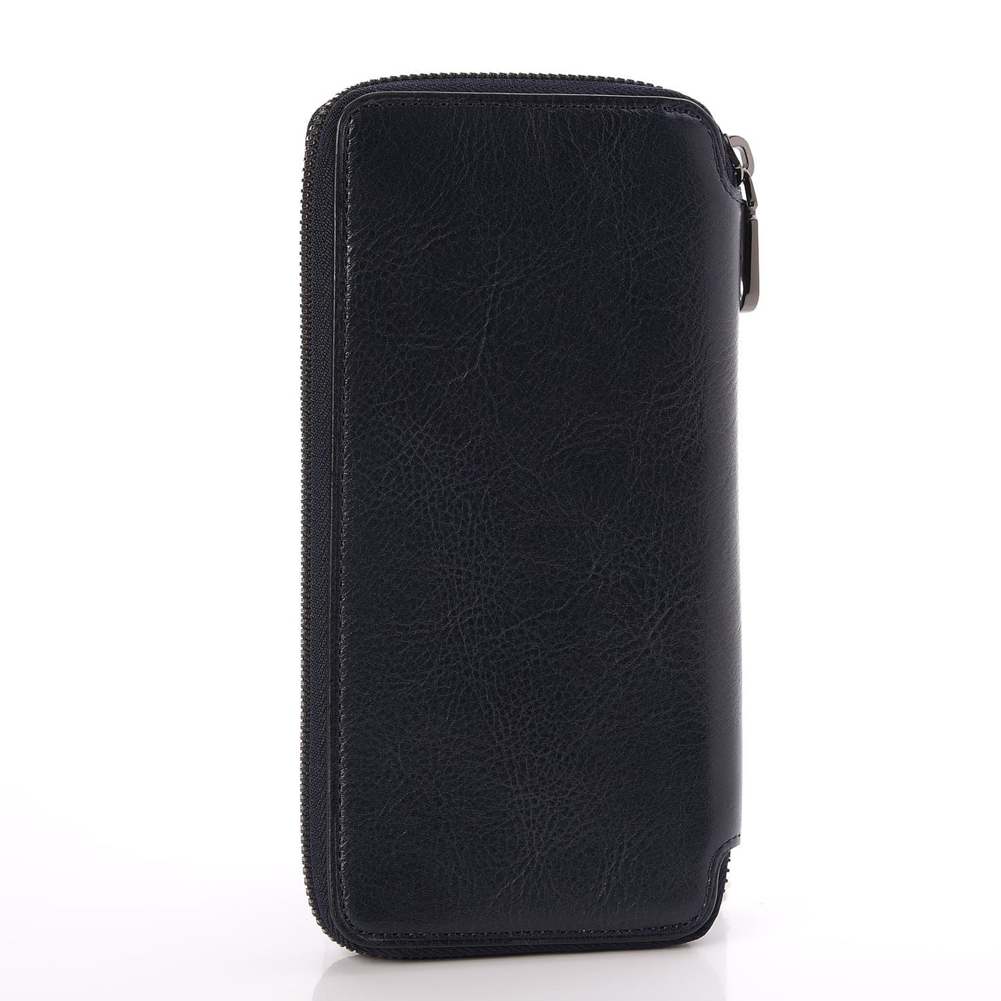 Silky Calf Zip Around Coat Wallet Midnight Black