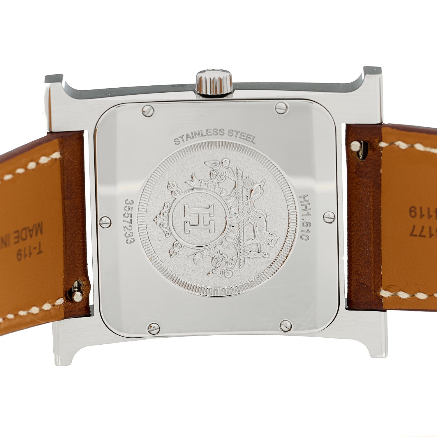 Hermes Stainless Steel Barenia 30.5mm Heure H Hour Quartz Watch Fauve 4 of 4