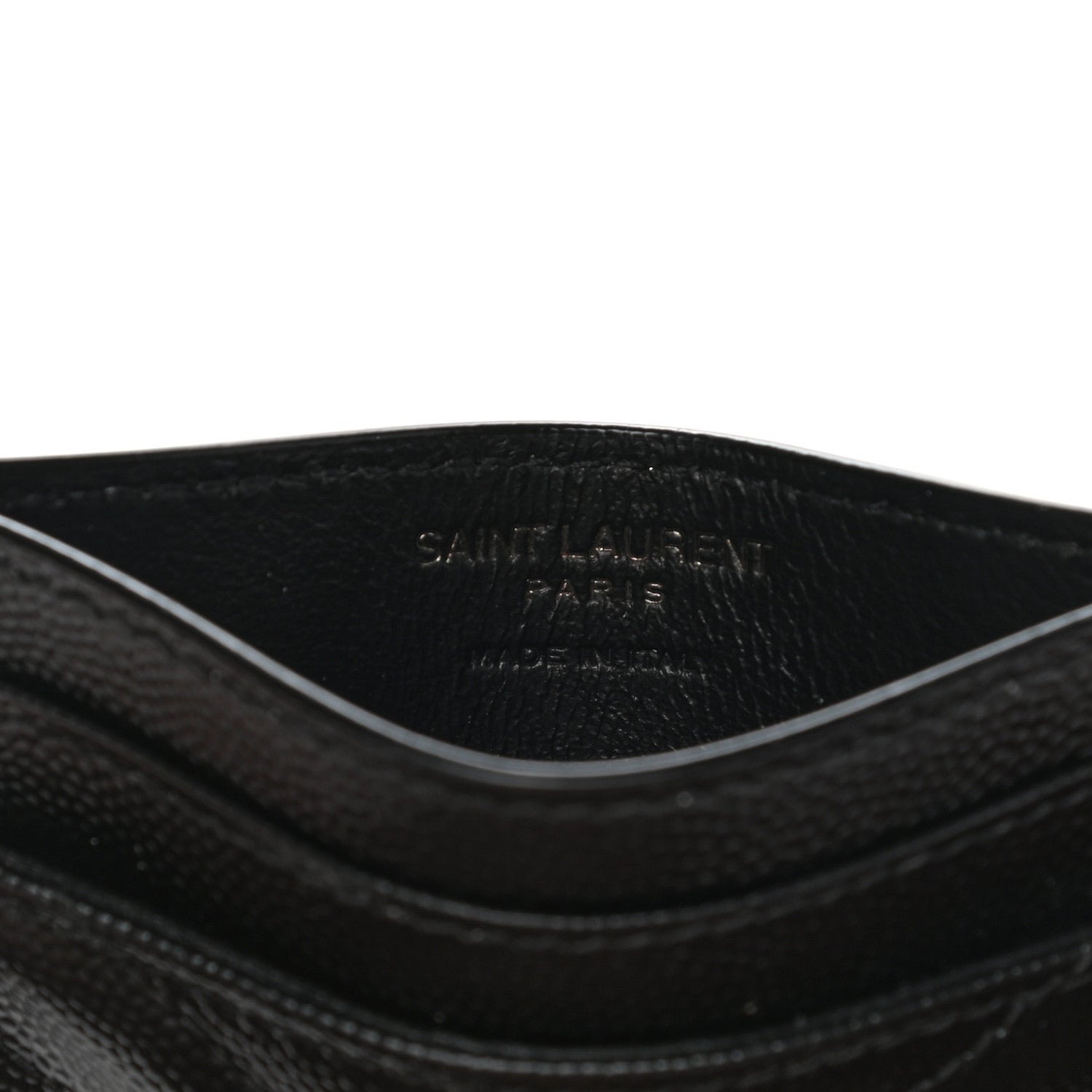 Saint Laurent Grain De Poudre Matelasse Chevron Monogram Credit Card Case Black 6 of 8