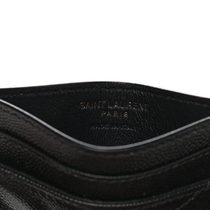 Saint Laurent Grain De Poudre Matelasse Chevron Monogram Credit Card Case Black 6 of 8