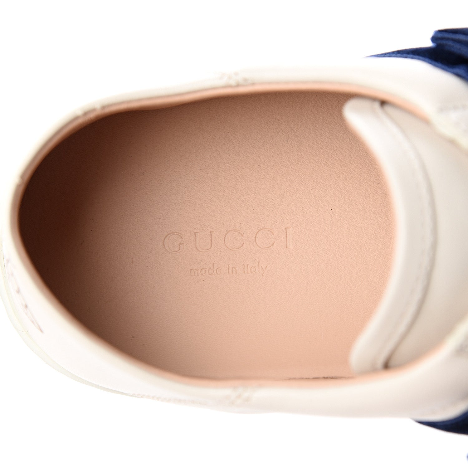 Gucci Calfskin Womens Velvet Bow Ace Sneakers 37.5 White 7 of 9