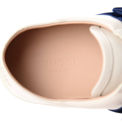 Gucci Calfskin Womens Velvet Bow Ace Sneakers 37.5 White 7 of 9