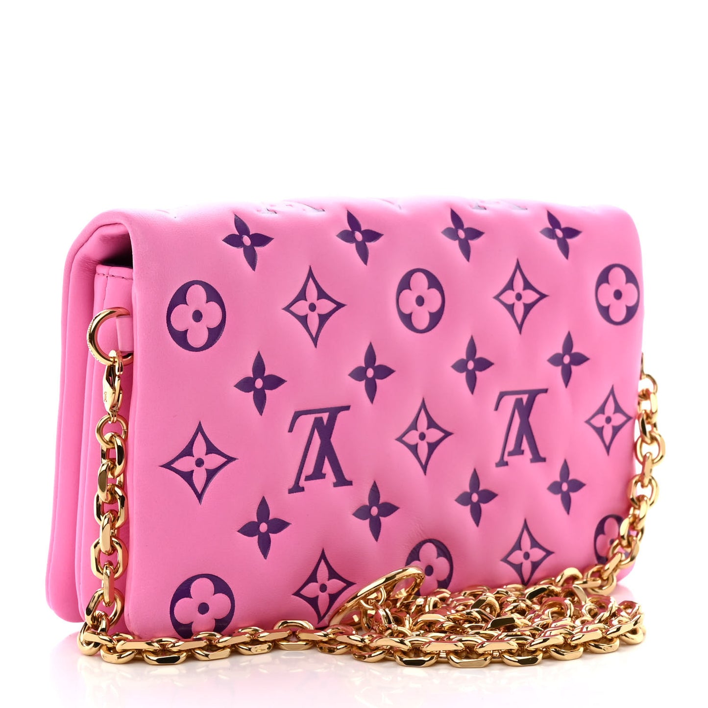 Lambskin Embossed Monogram Vuittamins Pochette Coussin Rose Violet
