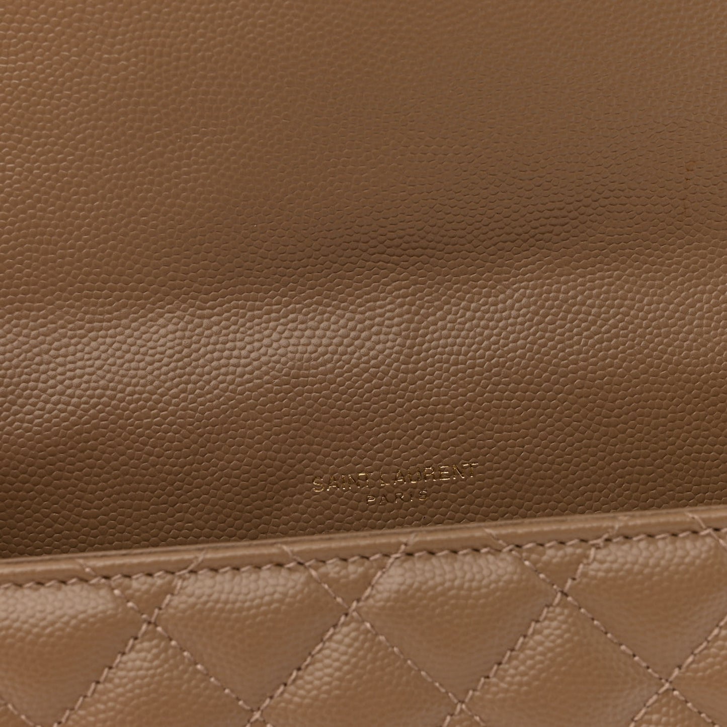 Grain De Poudre Textured Mixed Matelasse Medium Triquilt Monogram Satchel Dark Latte