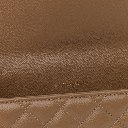 Saint Laurent Grain De Poudre Textured Mixed Matelasse Medium Triquilt Monogram Satchel Dark Latte 13 of 13