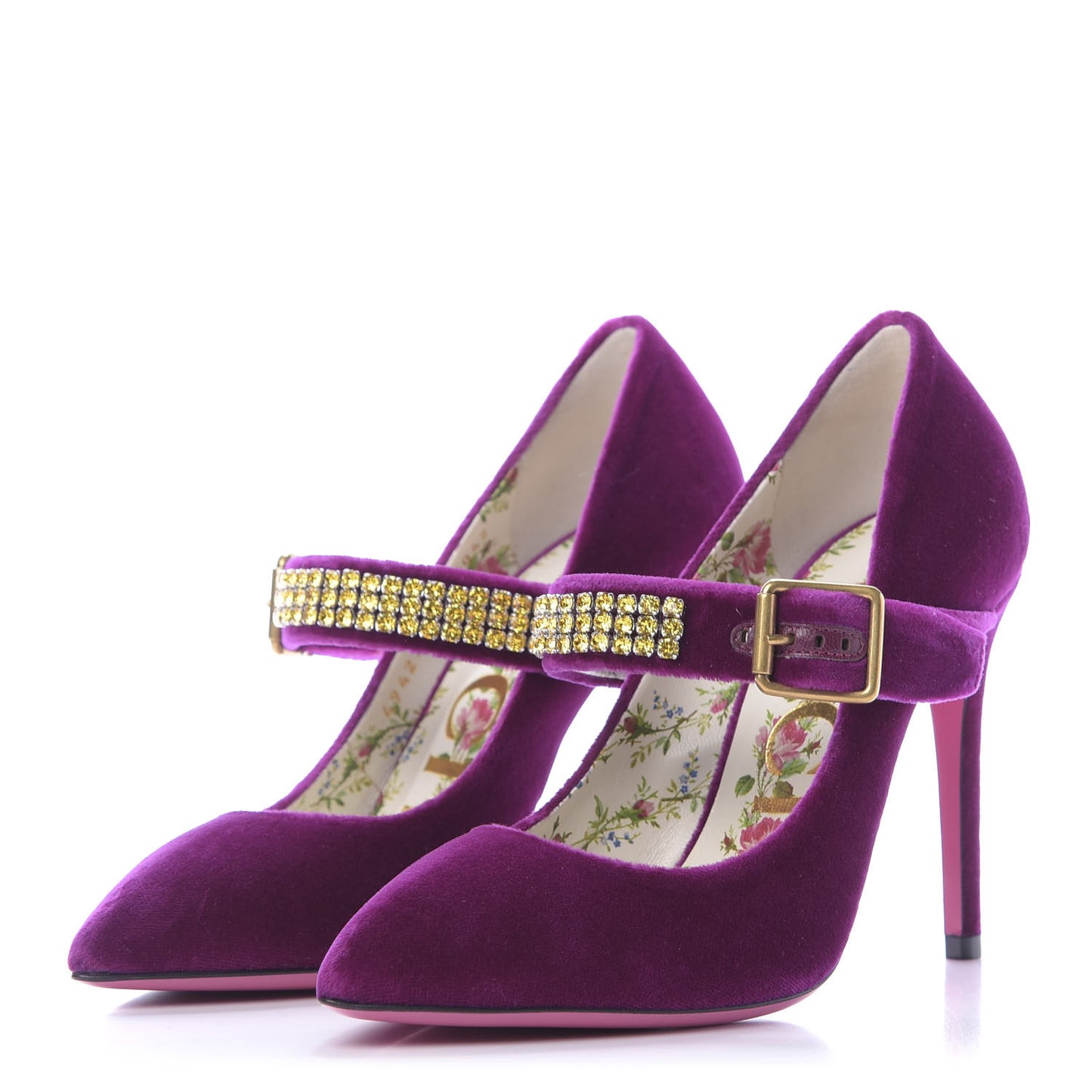 Velvet Crystal Embellished Sylvie High Heel Pumps 36.5 Fucsia Violet Cyclamen