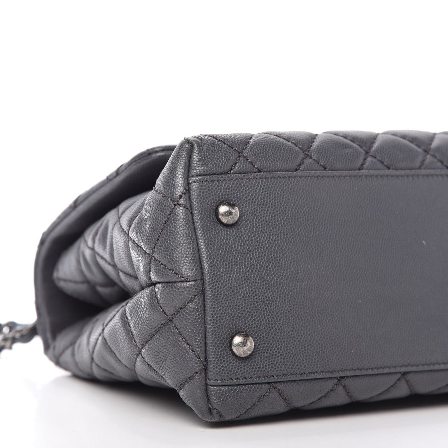 Caviar Quilted Small Coco Handle Flap Gray
