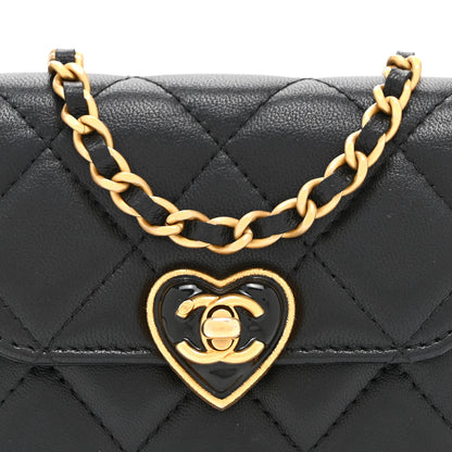 Chanel Lambskin Plexiglass Quilted Coco Love Clutch With Chain Black 9 of 11