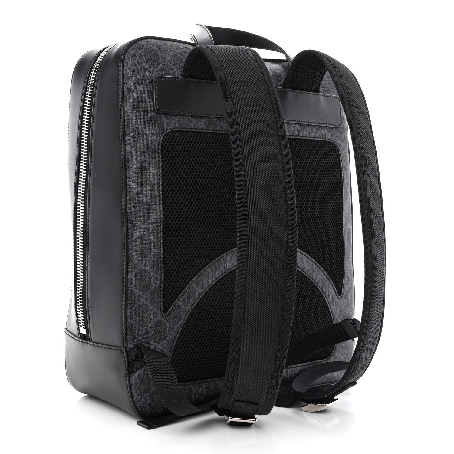 Gucci GG Supreme Monogram Web Tote Backpack Black Grey 3 of 10