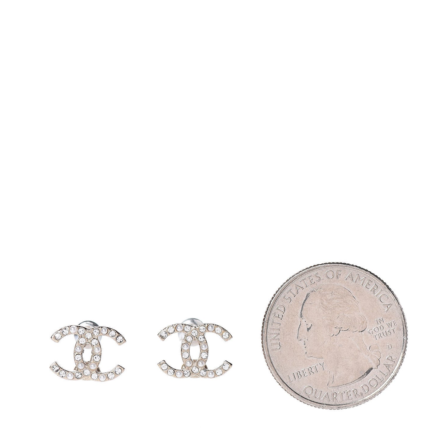 Pearl Crystal CC Earrings Light Gold
