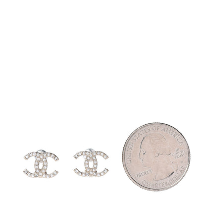 Chanel Pearl Crystal CC Earrings Light Gold 2 of 5