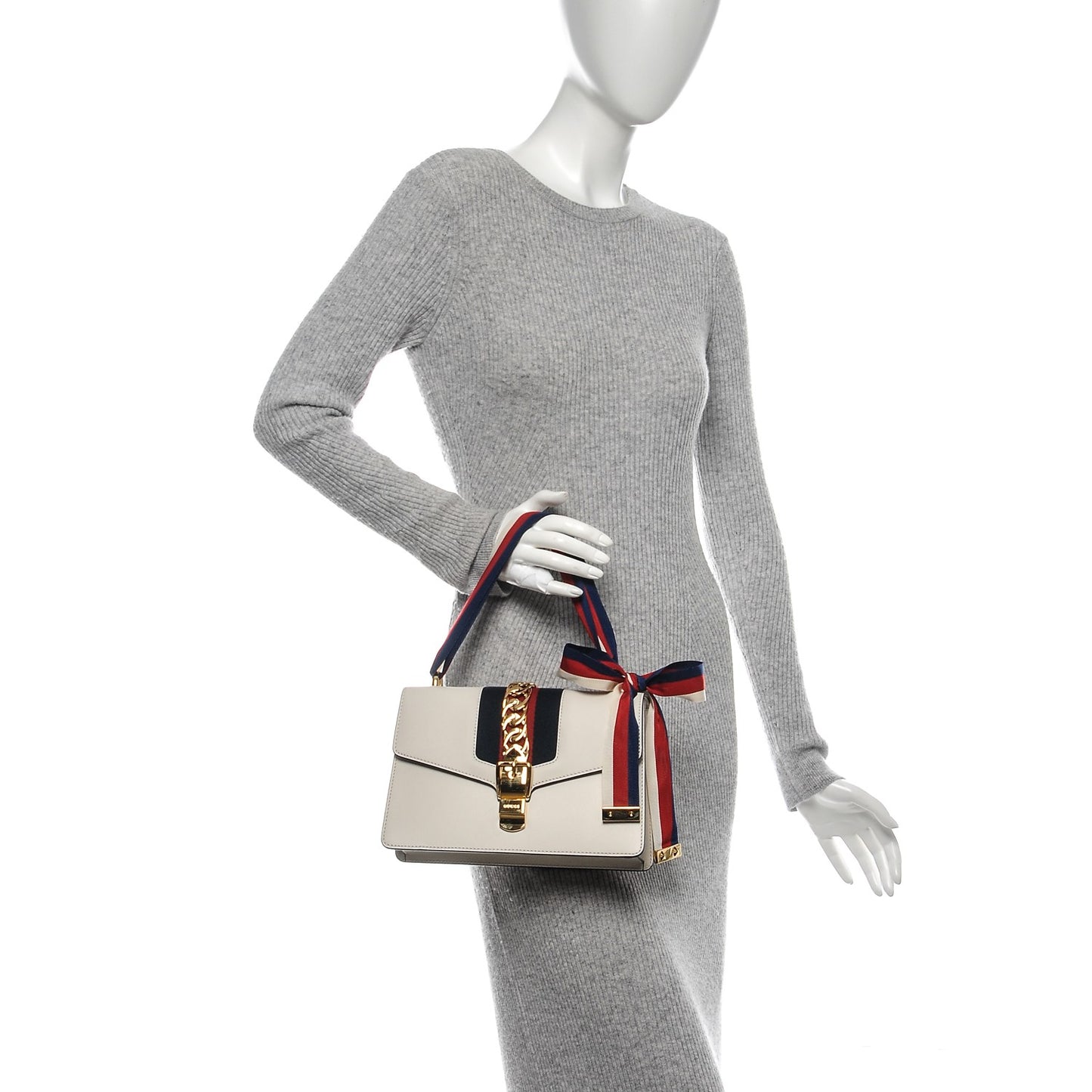 Calfskin Small Sylvie Shoulder Bag Off White