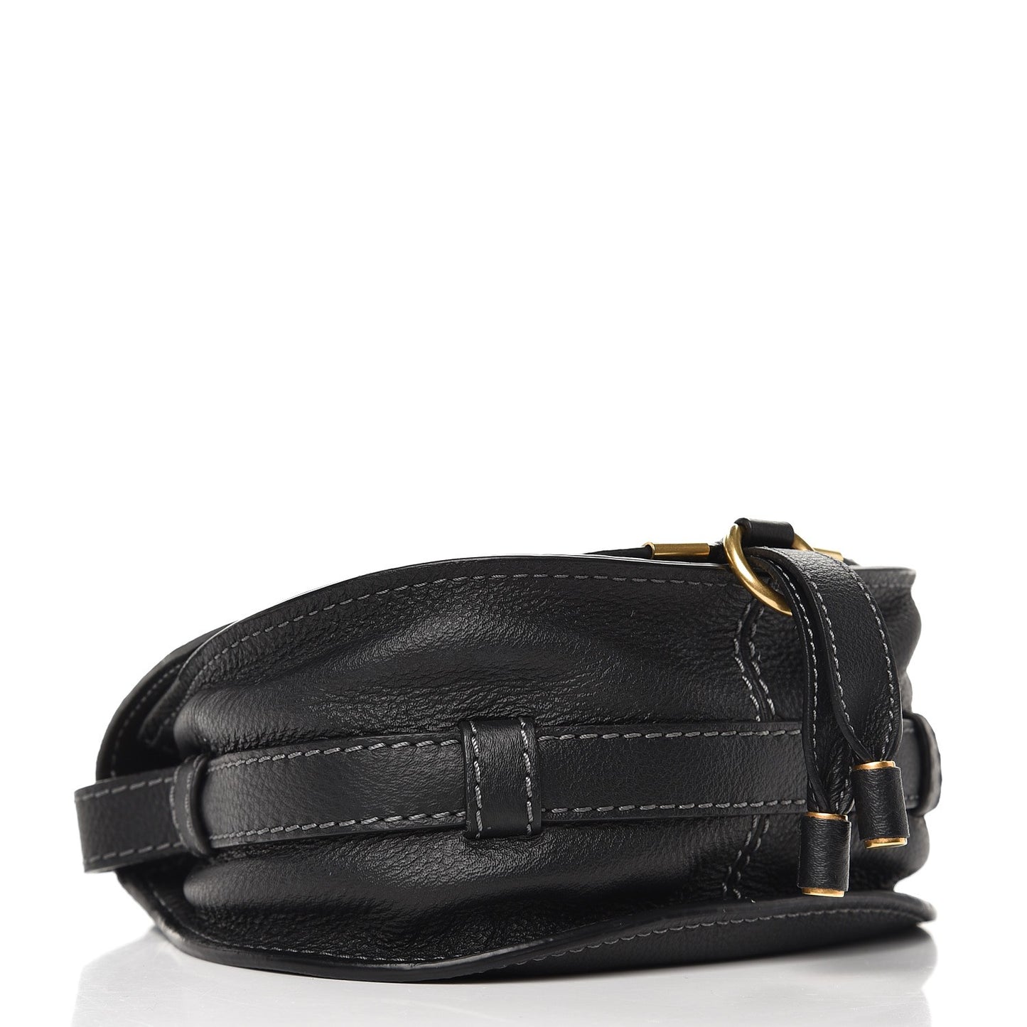 Calfskin Mini Marcie Round Crossbody Bag Black