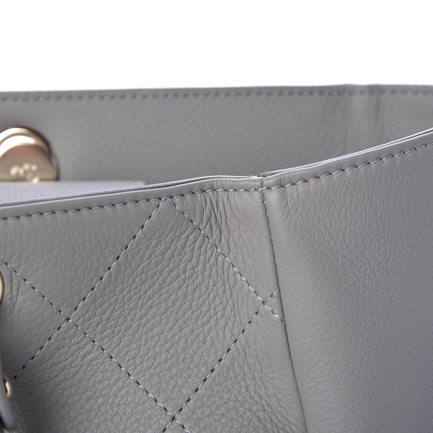 Calfskin Stitched Medium Shopping Tote Grey