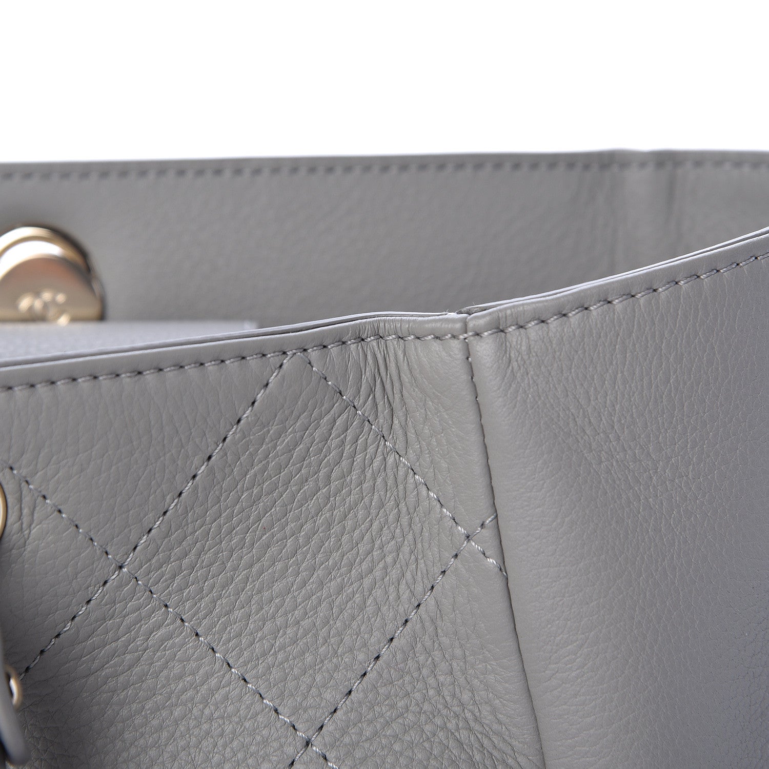 Chanel Calfskin Stitched Medium Shopping Tote Grey 12 of 12