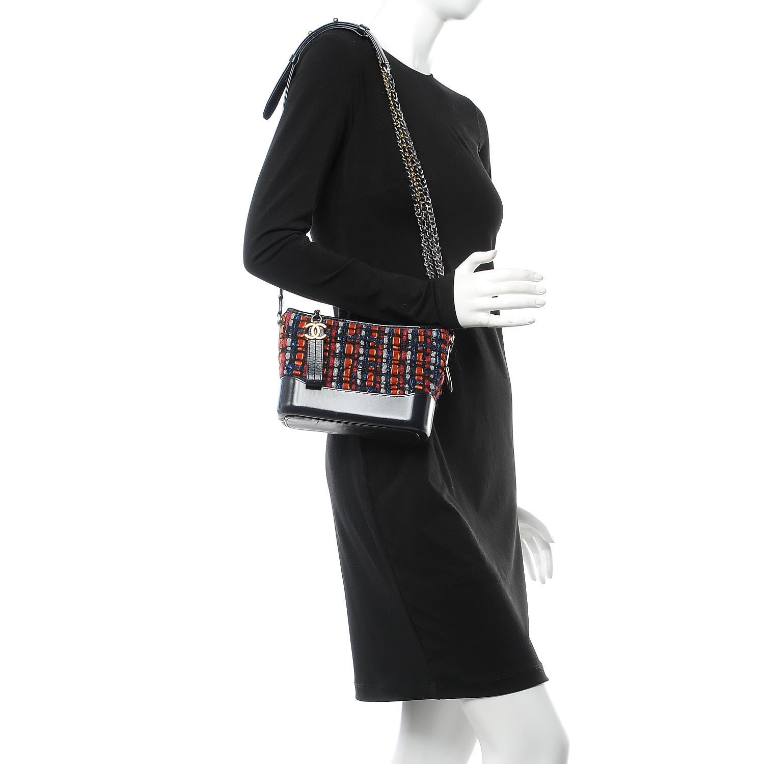Chanel Tweed Calfskin Small Gabrielle Hobo Navy 3 of 9