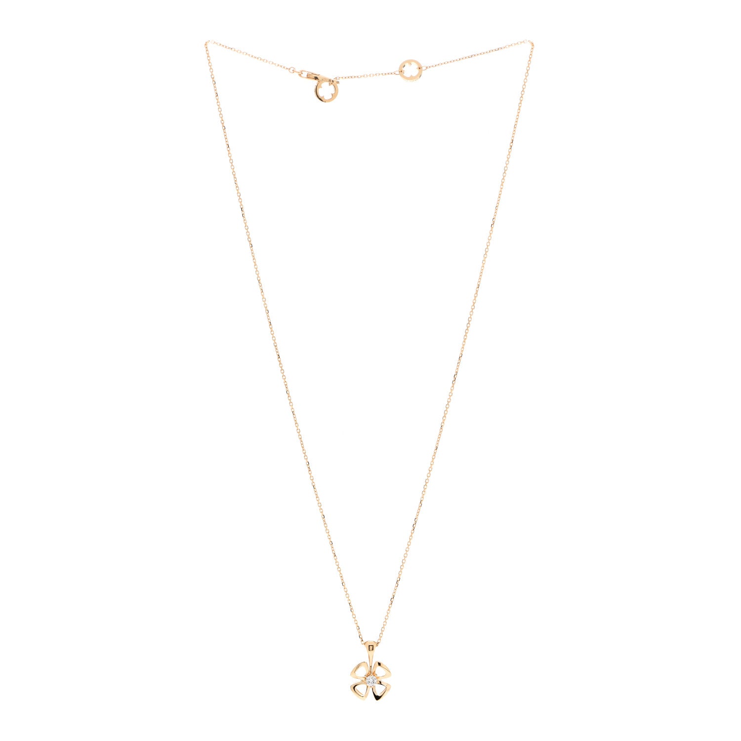 Bulgari 18K Yellow Gold Diamond Fiorever Pendant Necklace 3 of 8