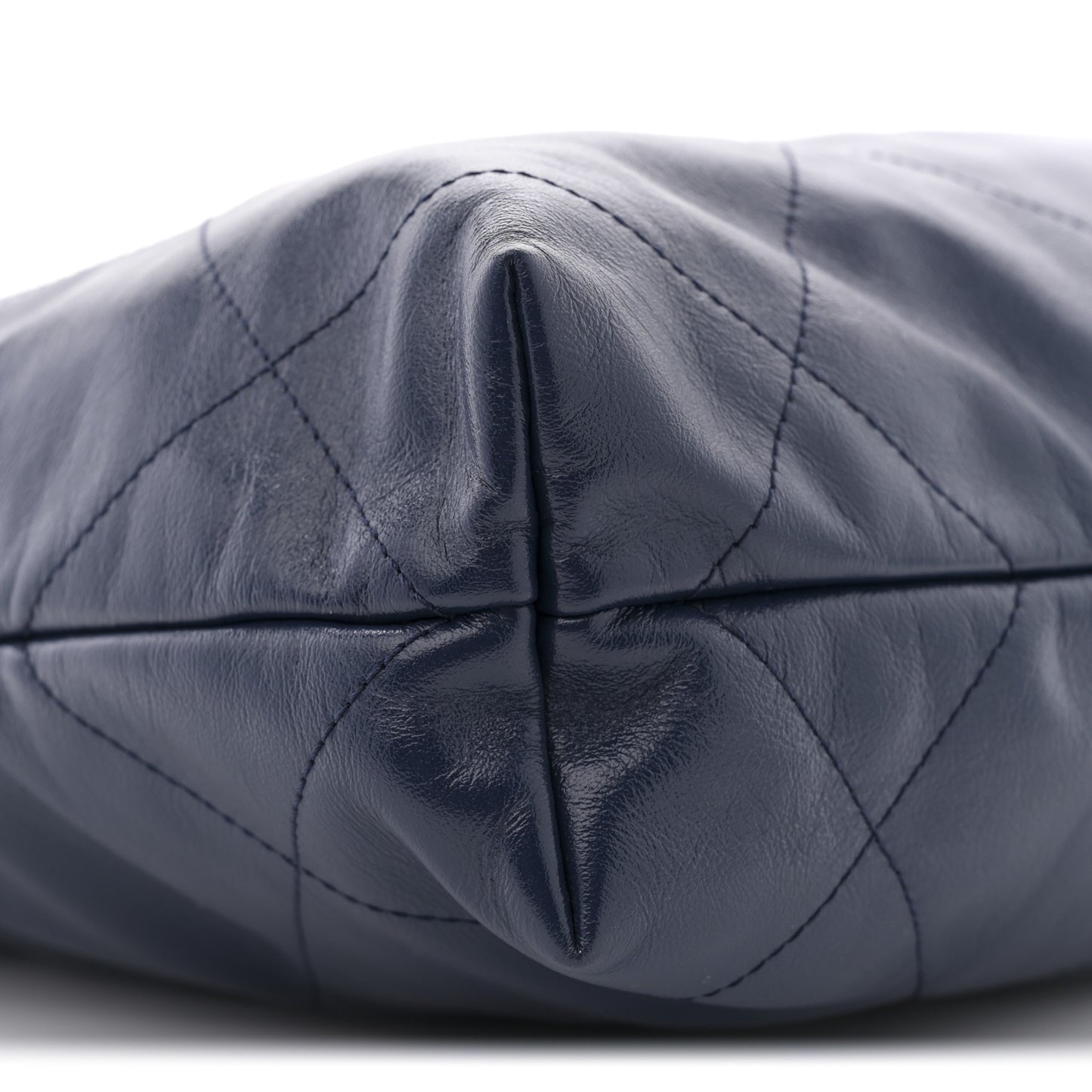 Shiny Calfskin Quilted Small Chanel 22 Navy