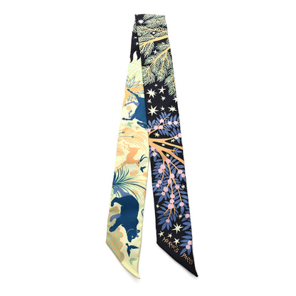 Hermes Silk Sous Le Charme D Orphee Twilly Bleu Black Jaune Soufre 2 of 3