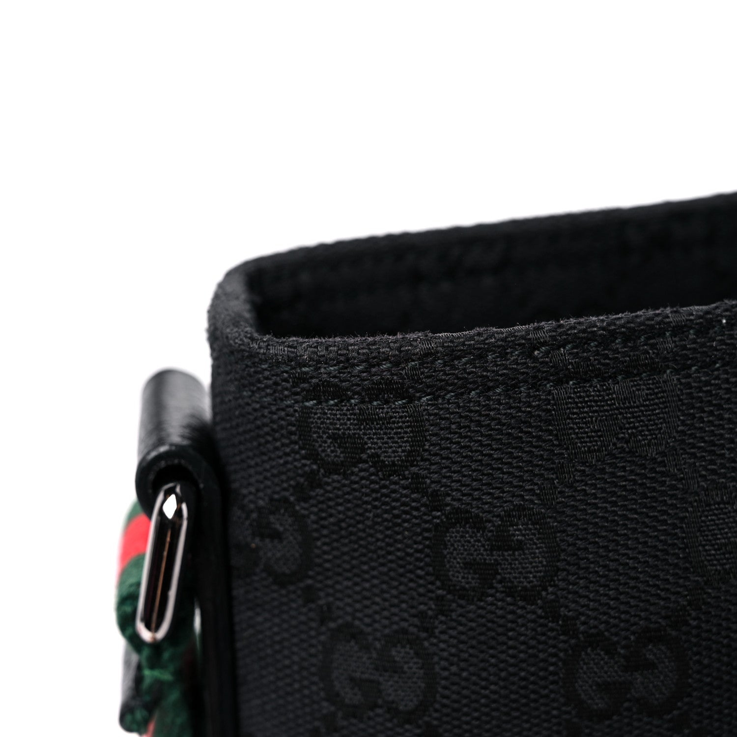 Gucci Monogram Web Small Flat Messenger Crossbody Black 12 of 15