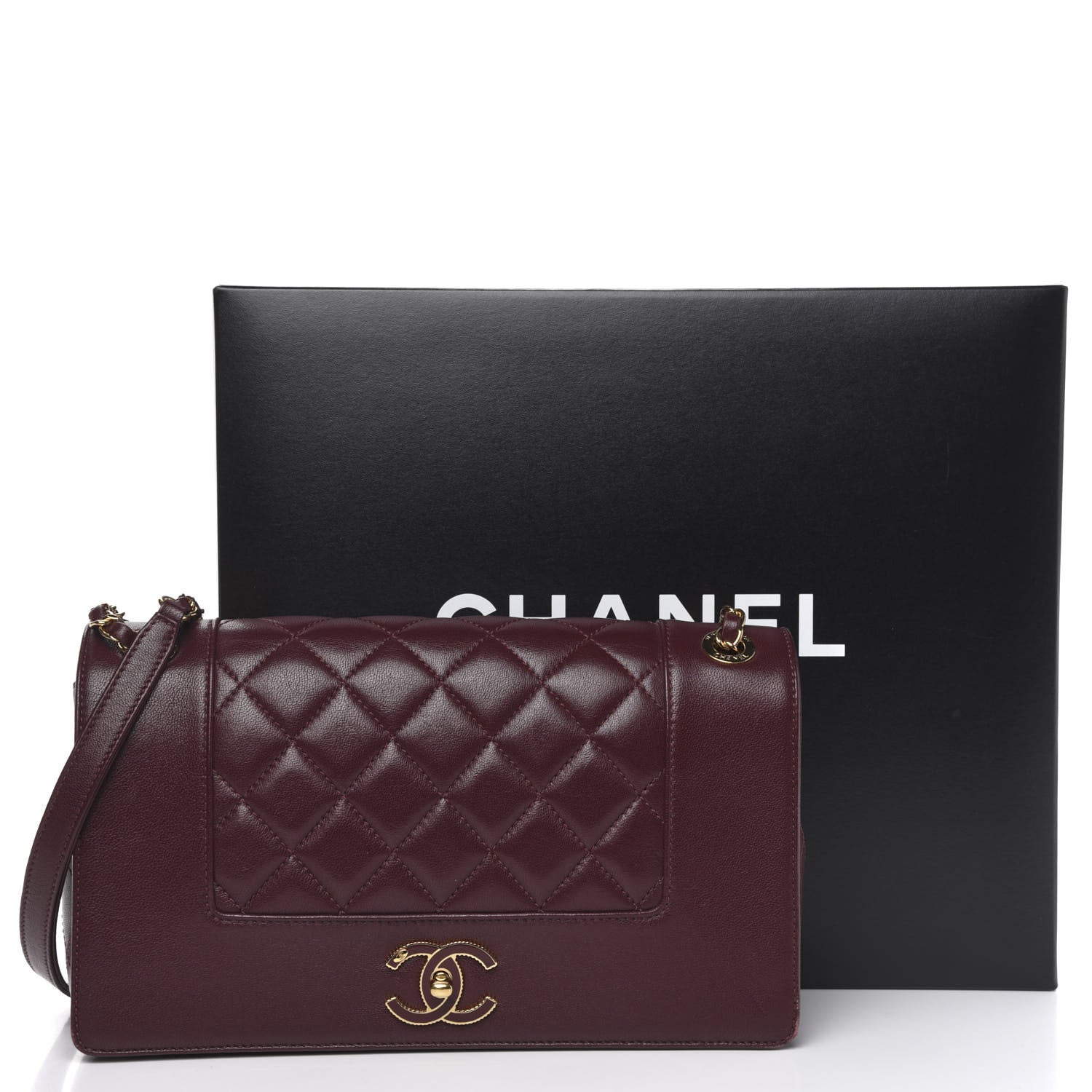 Chanel Sheepskin Quilted Vintage Mademoiselle Flap Dark Red 14 of 14