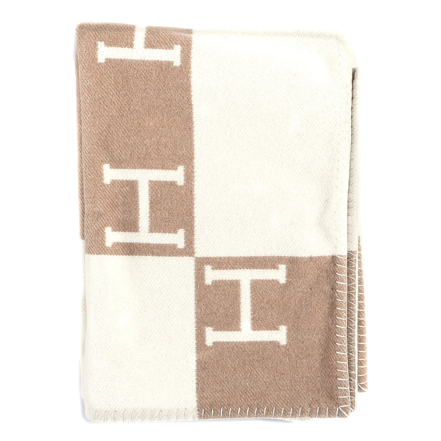 Hermes Wool Cashmere Avalon Blanket Ecru Camel 2 of 6