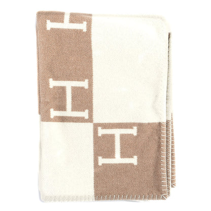 Hermes Wool Cashmere Avalon Blanket Ecru Camel 2 of 6