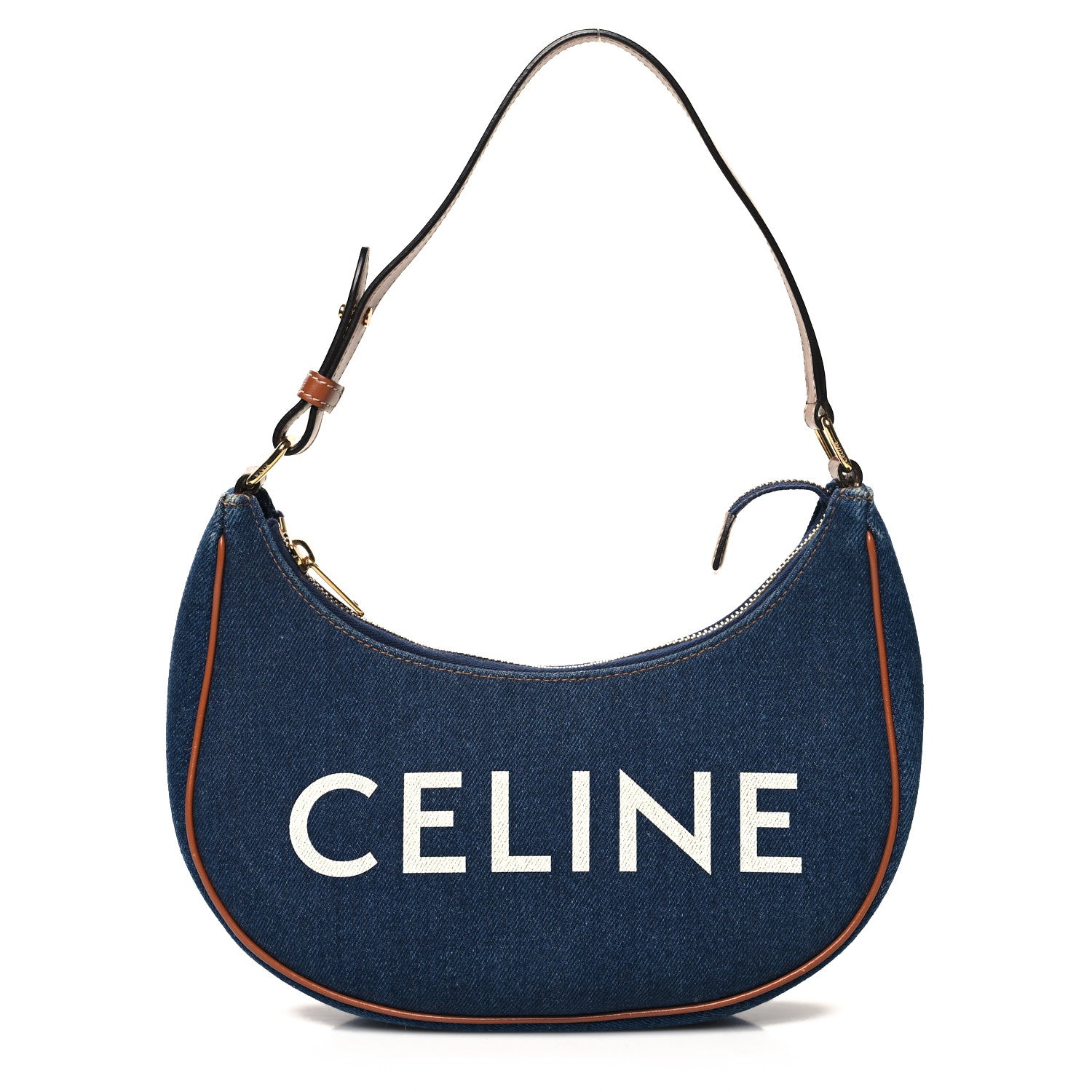 Celine Denim Ava Shoulder Bag Navy Tan 1 of 11