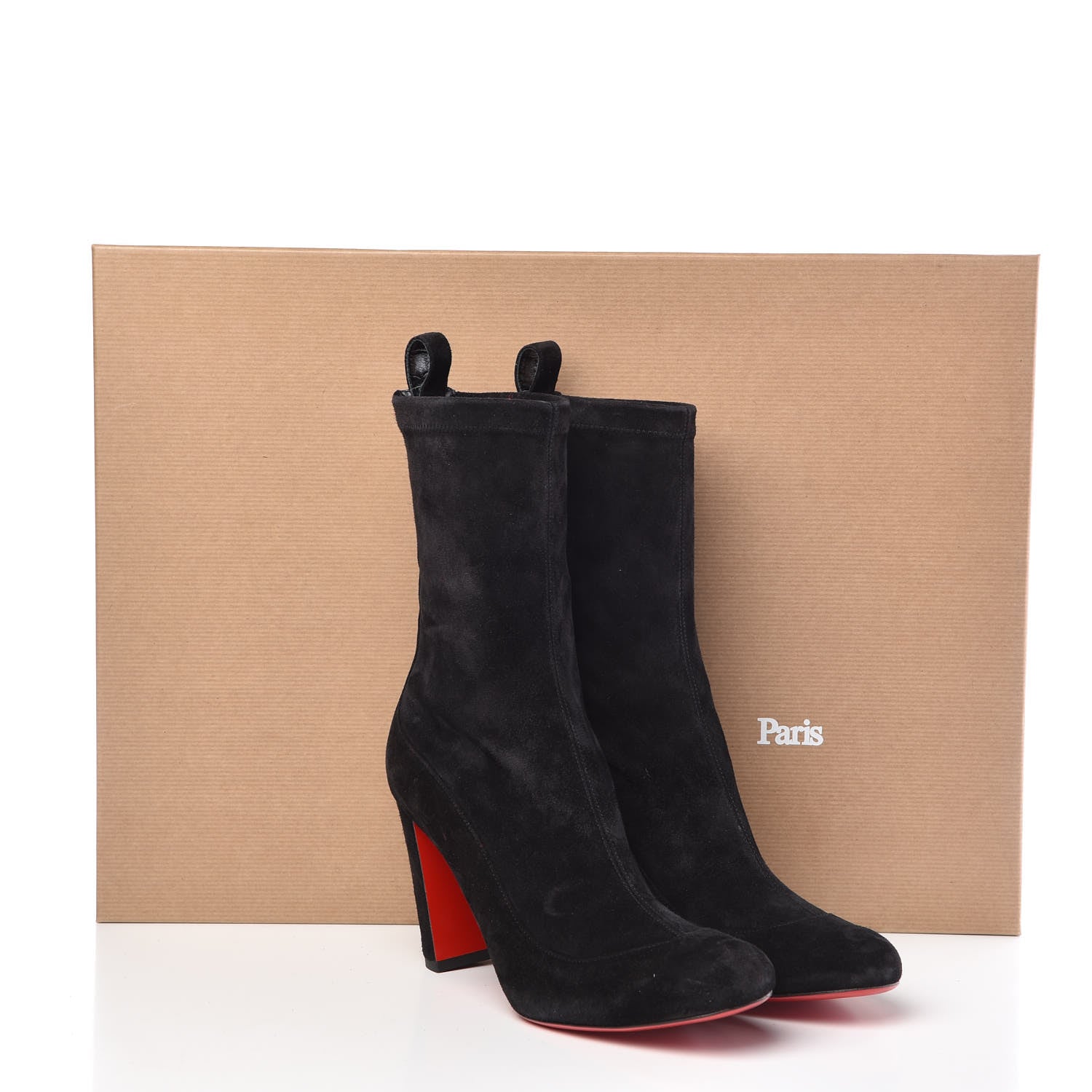 Christian Louboutin Veau Velours Stretch Gena 85 Bootie 37.5 Black 8 of 8