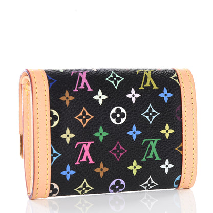 Louis Vuitton Monogram Multicolor Porte-Monnaie Plat Coin Purse Black 2 of 7