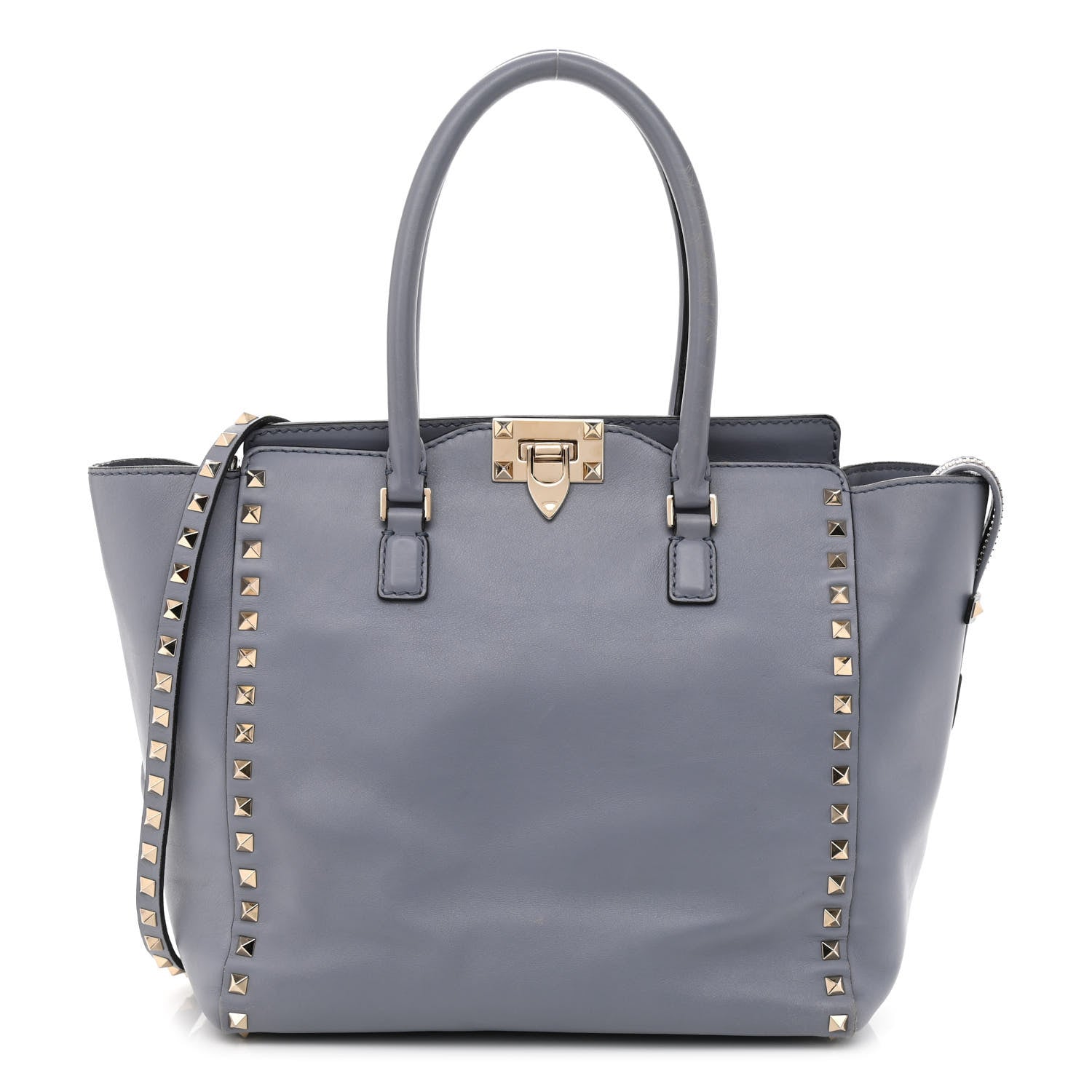 Valentino Garavani Vitello Rockstud Double Handle Tote London Stone 1 of 14
